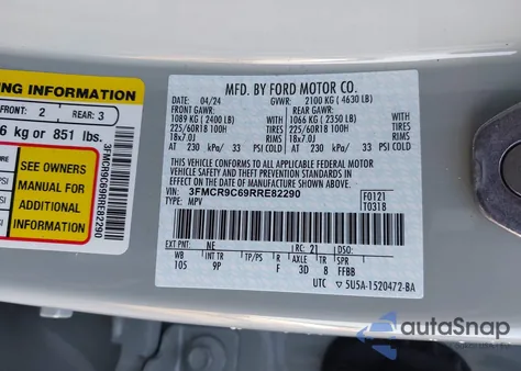 2024 Ford Bronco Sport Outer Banks из США, поврежденный, VIN 3FMCR9C69RRE82290